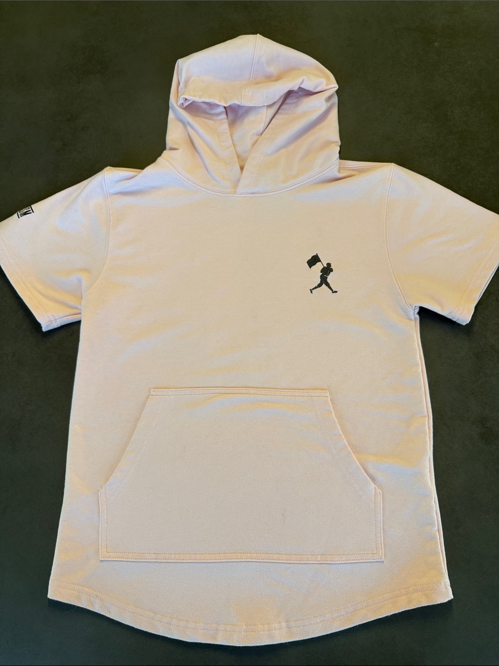 Baseballism Kids Short-Sleeve Hoodie Tee in Light Pink with Flag Logo